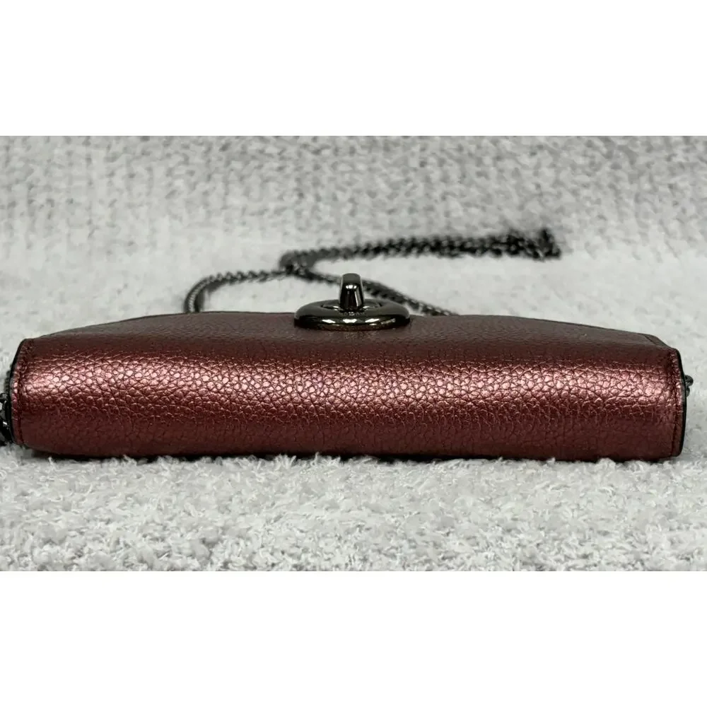 Coach Metallic Burgundy Pebbled Leather Crossbody Purse F1580 #76953